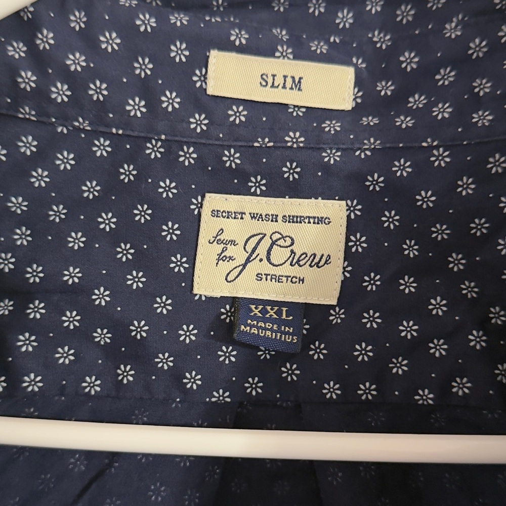 J. Crew Dark Blue Patterned Button Down Shirt - image 3